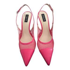 AQUA Women's Deluxe Pink Mesh Pointed Toe Slingback Stiletto Pumps 10.5W NIB